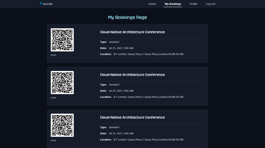 Screenshots of the mobile view