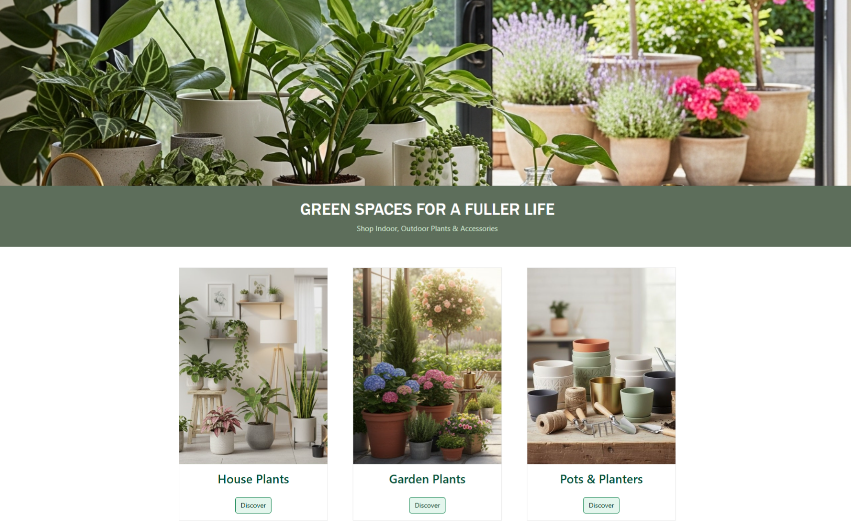 Screenshot of the growplants main page
